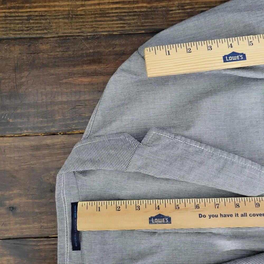 Material London Men's Sport Coat Blazer Two Button Unstructured Gray Striped‎ LG